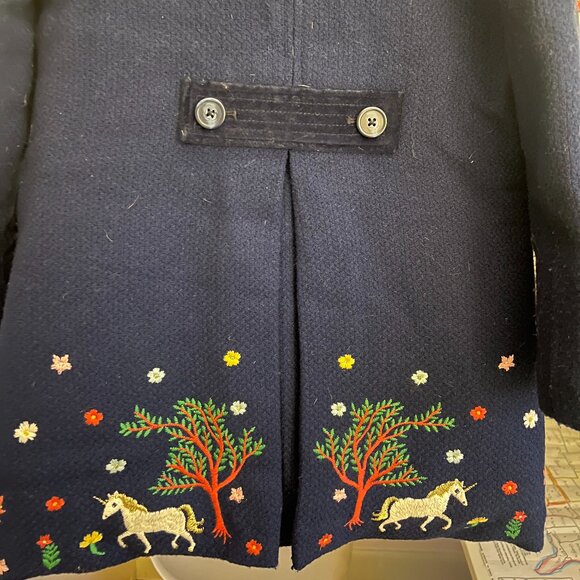 Mini Boden Wool Blend Embroidered Girl's Coat - Size 5-6 - Picture 4 of 7